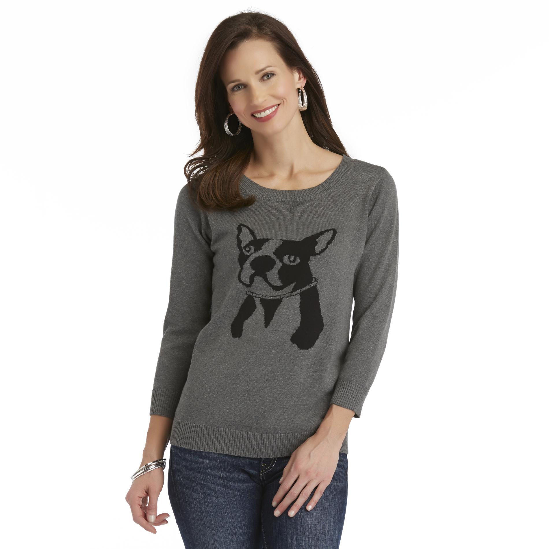 Jaclyn Smith Women's Graphic Knit Sweater - Dog