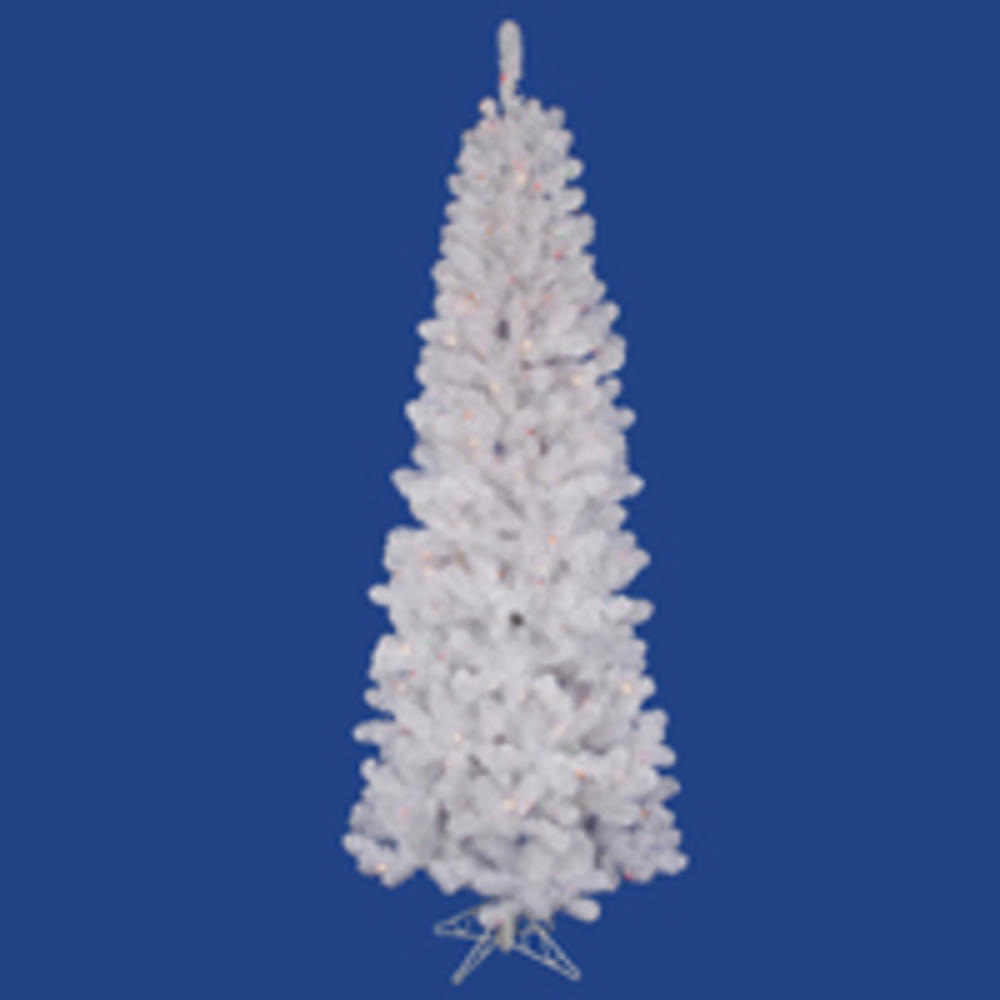 Vickerman 7.5' White Salem Pencil Pine Tree with 300 LED Frosted Italian Lights