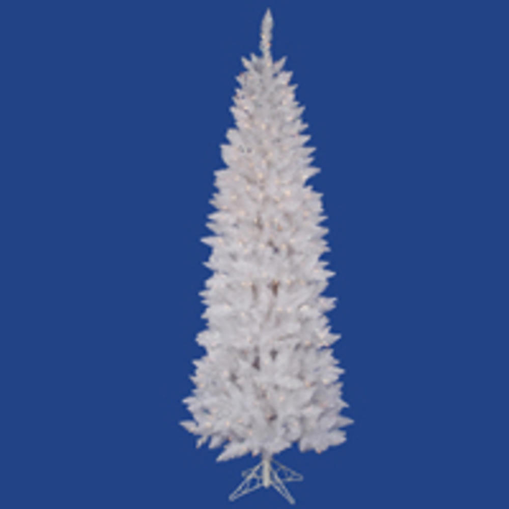 Vickerman 7.5' Unlit Sparkle White Spruce Pencil Tree