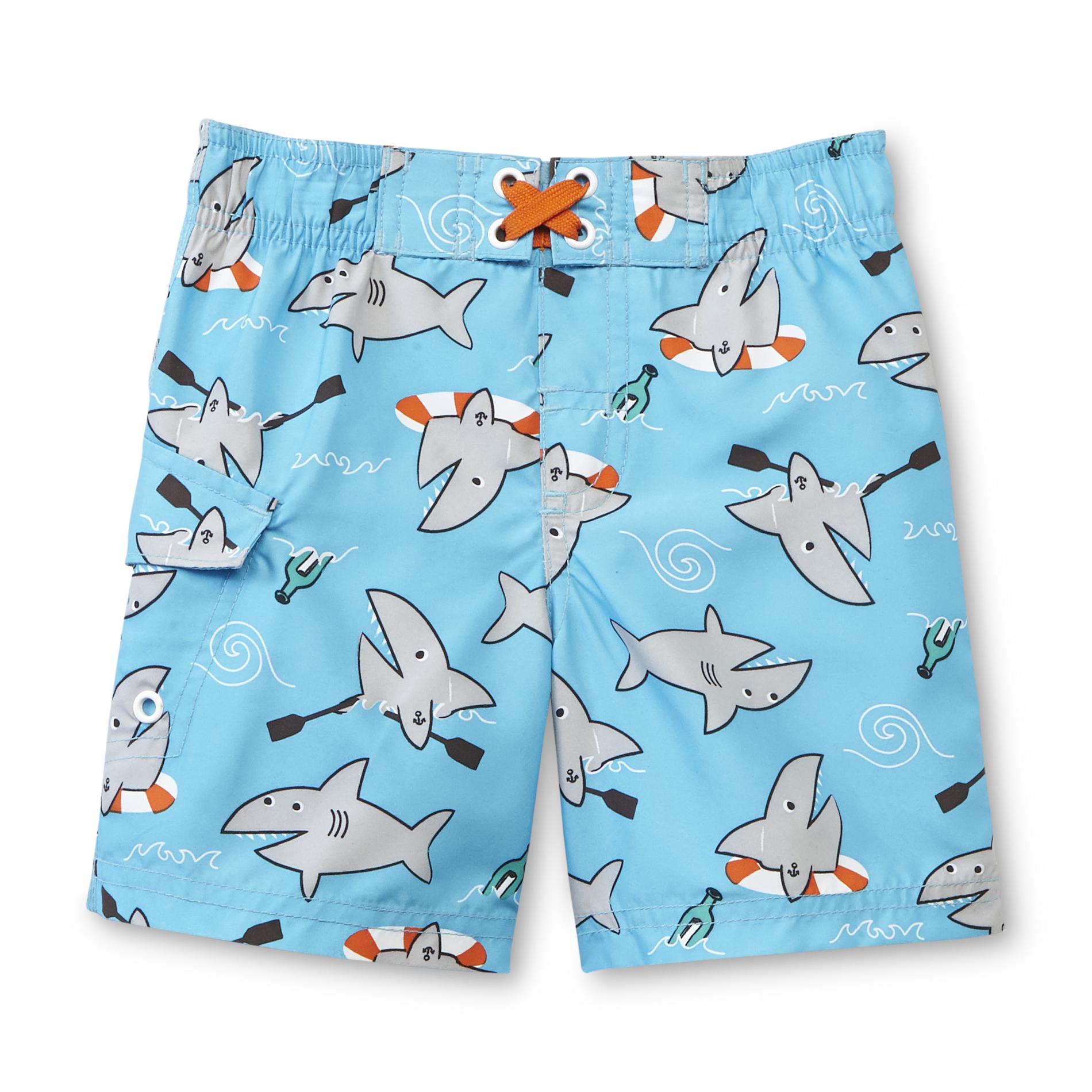 WonderKids Newborn  Infant & Toddler Boy's Cargo Swim Shorts - Sharks