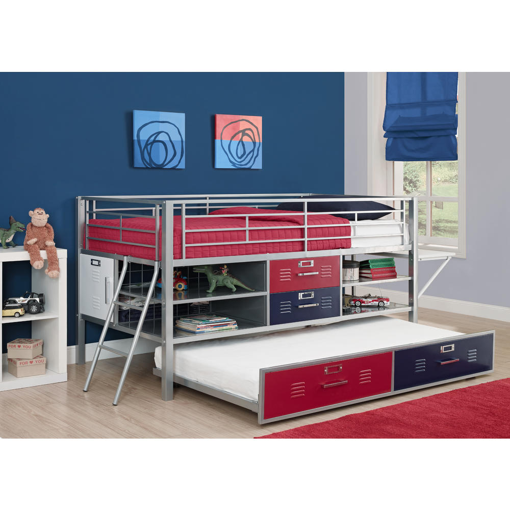 Dorel Trundle for Junior Twin Silver Bed with Locker  Multiple Colors