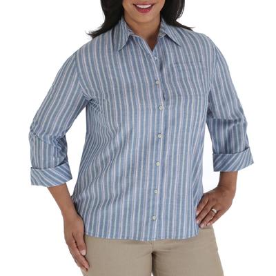Chic Women's Plus Button-Front Shirt - Striped
