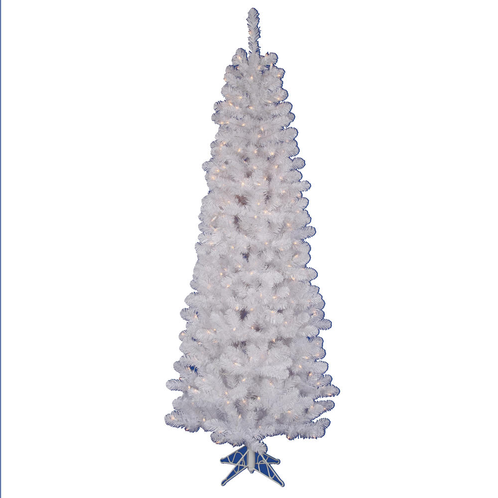 Vickerman 7.5' White Salem Pencil Pine Tree with 350 Dura-Lit Clear Lights