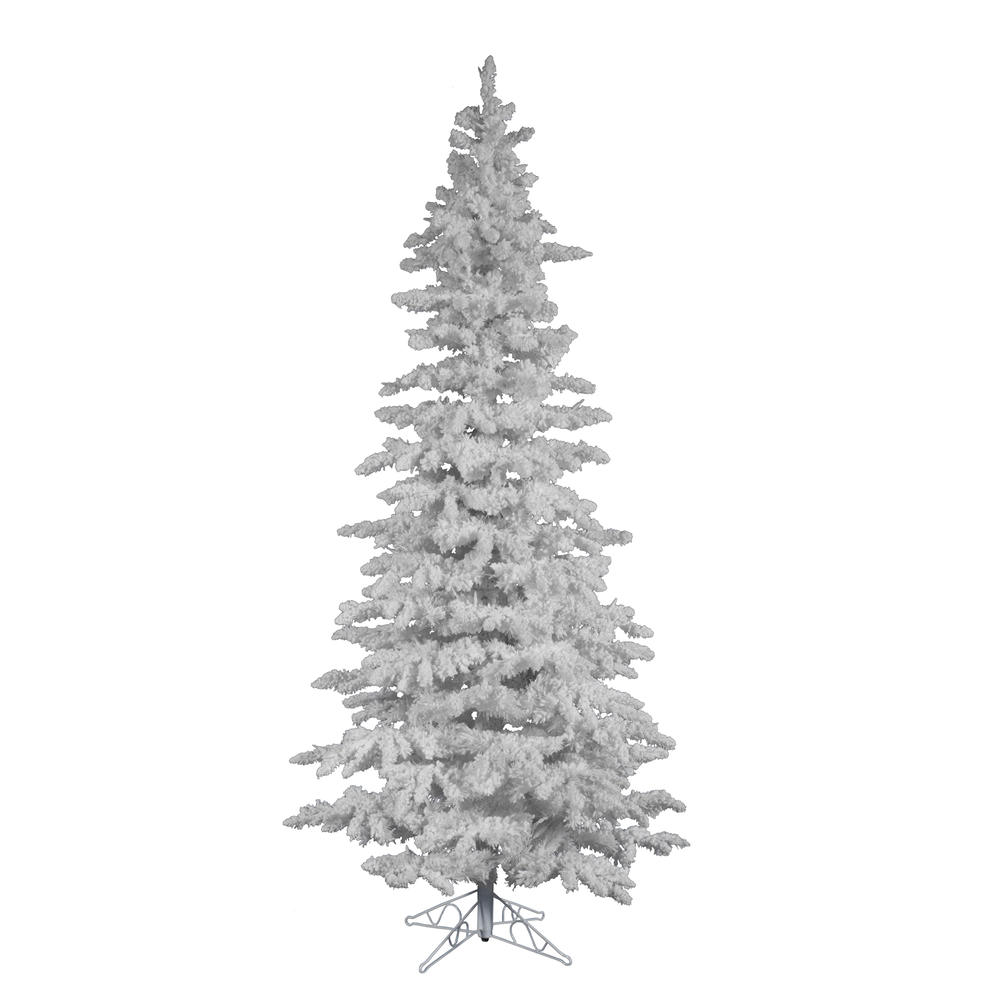 Vickerman 6.5' Unlit Flocked White Slim Tree