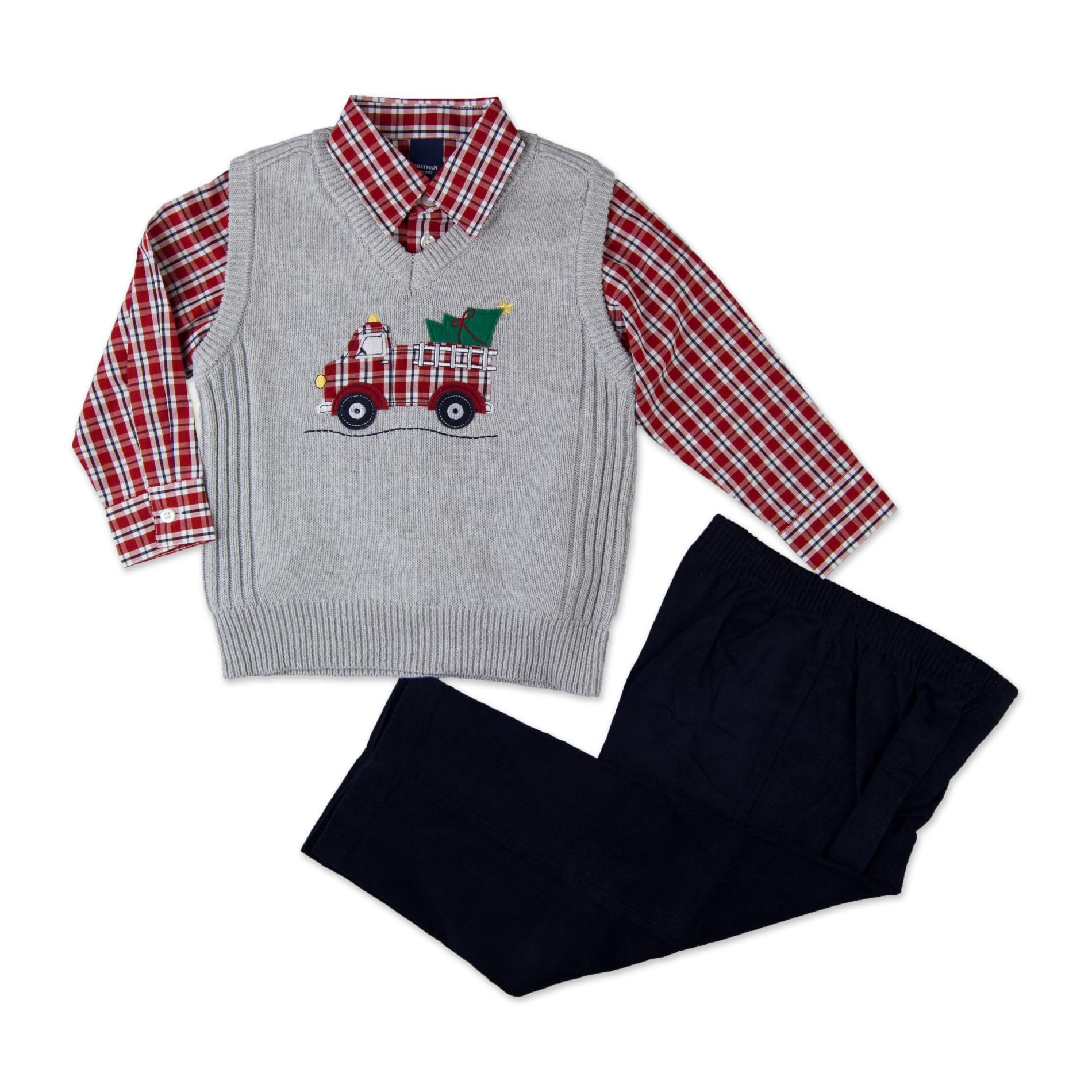 Jonathan Strong Infant & Toddler Boy's Christmas Vest  Shirt & Pants - Truck