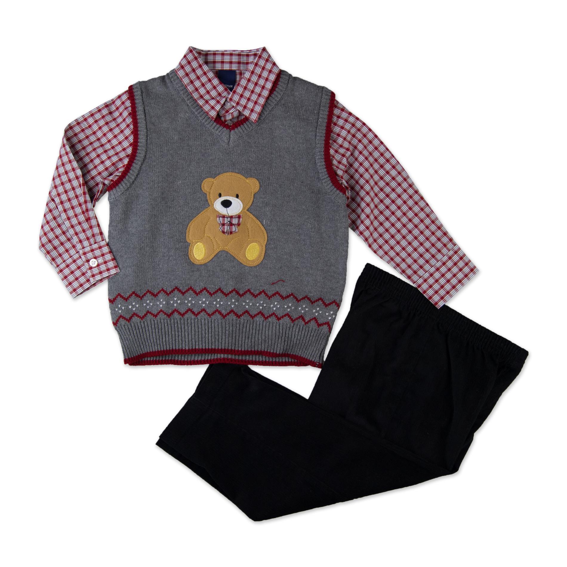 Jonathan Strong Infant & Toddler Boy's Sweater Vest  Shirt & Pants - Bear