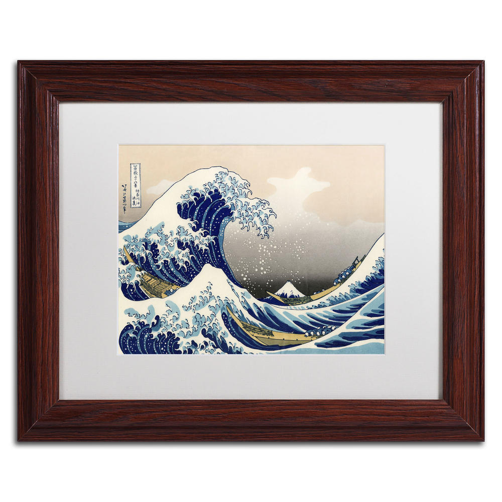 Trademark Global Katsushika Hokusai 8" x 10" 'The Great Kanagawa Wave' Matted Framed Art