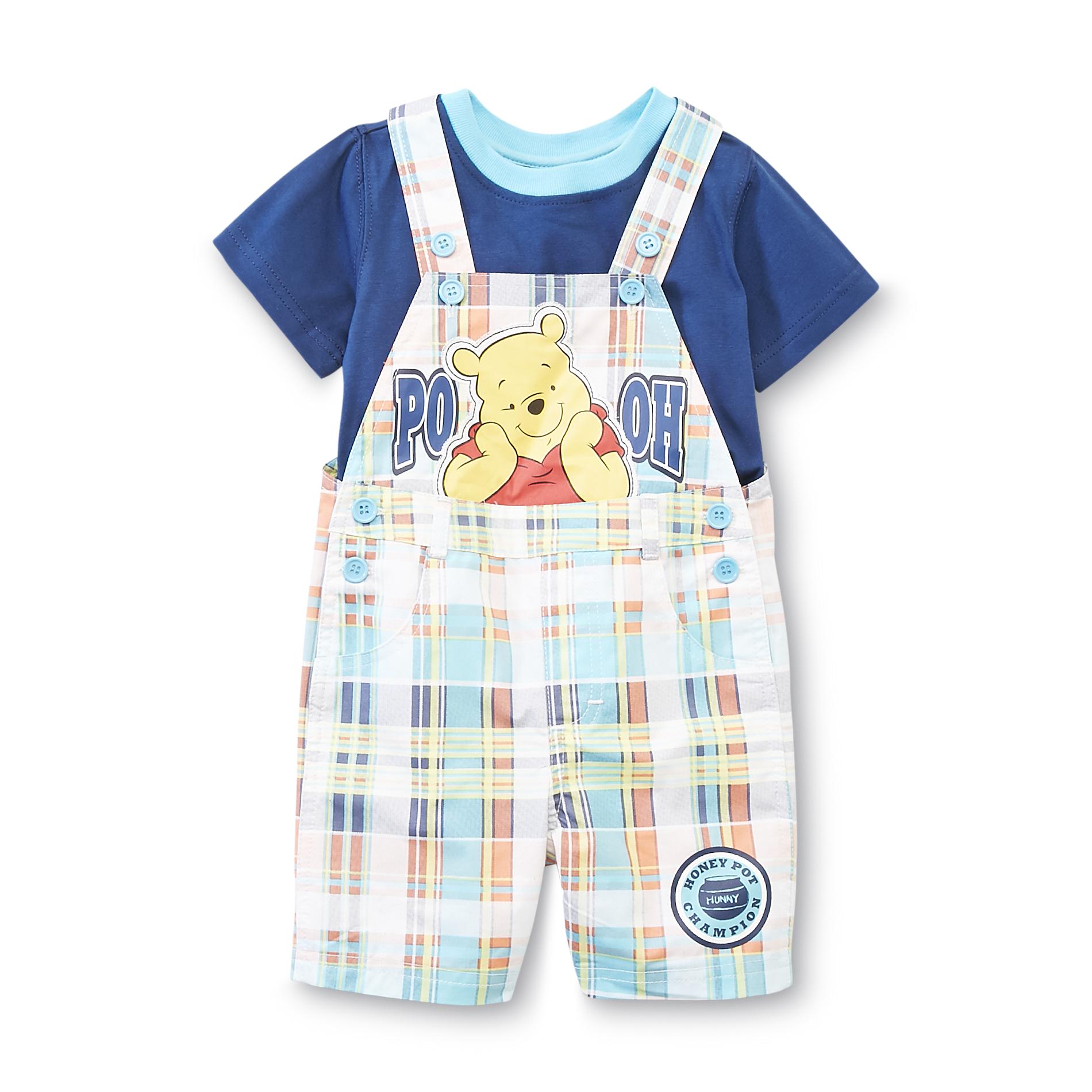 Disney Winnie The Pooh Infant Boy's T-Shirt & Overalls - Plaid