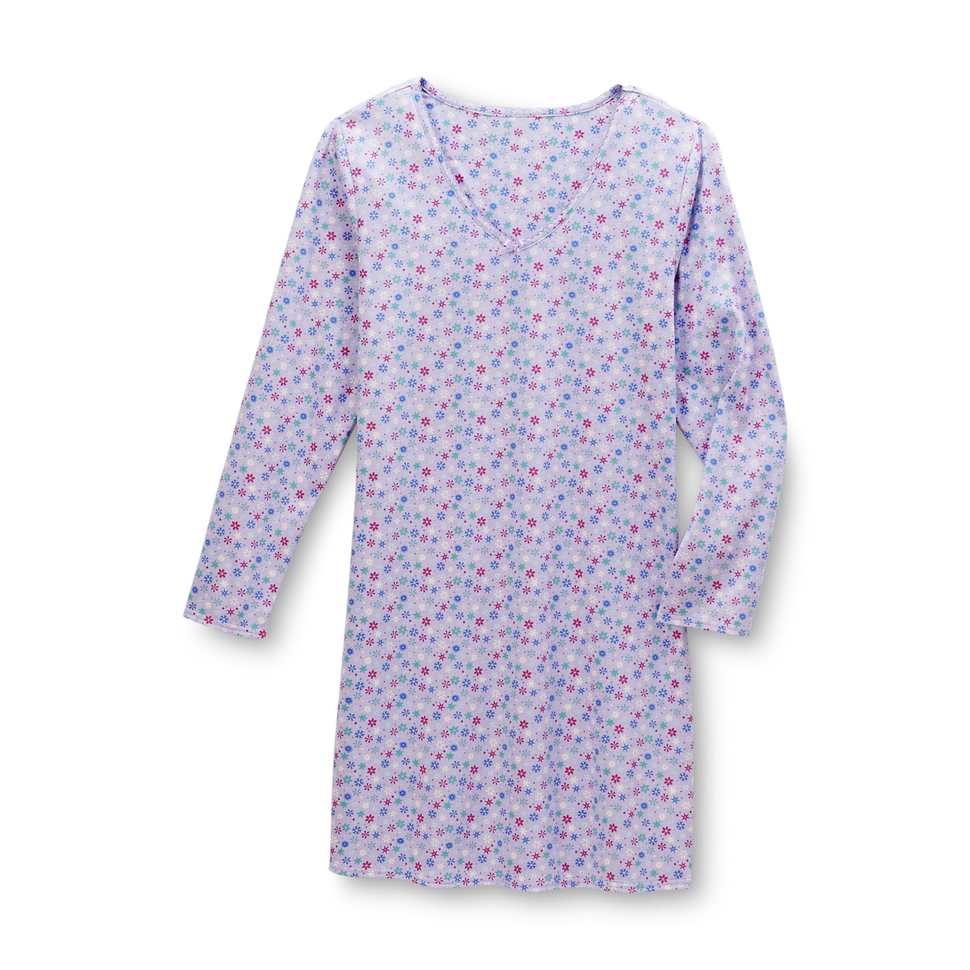 Pink K Women's Long-Sleeve Sleep Shirt - Floral Print