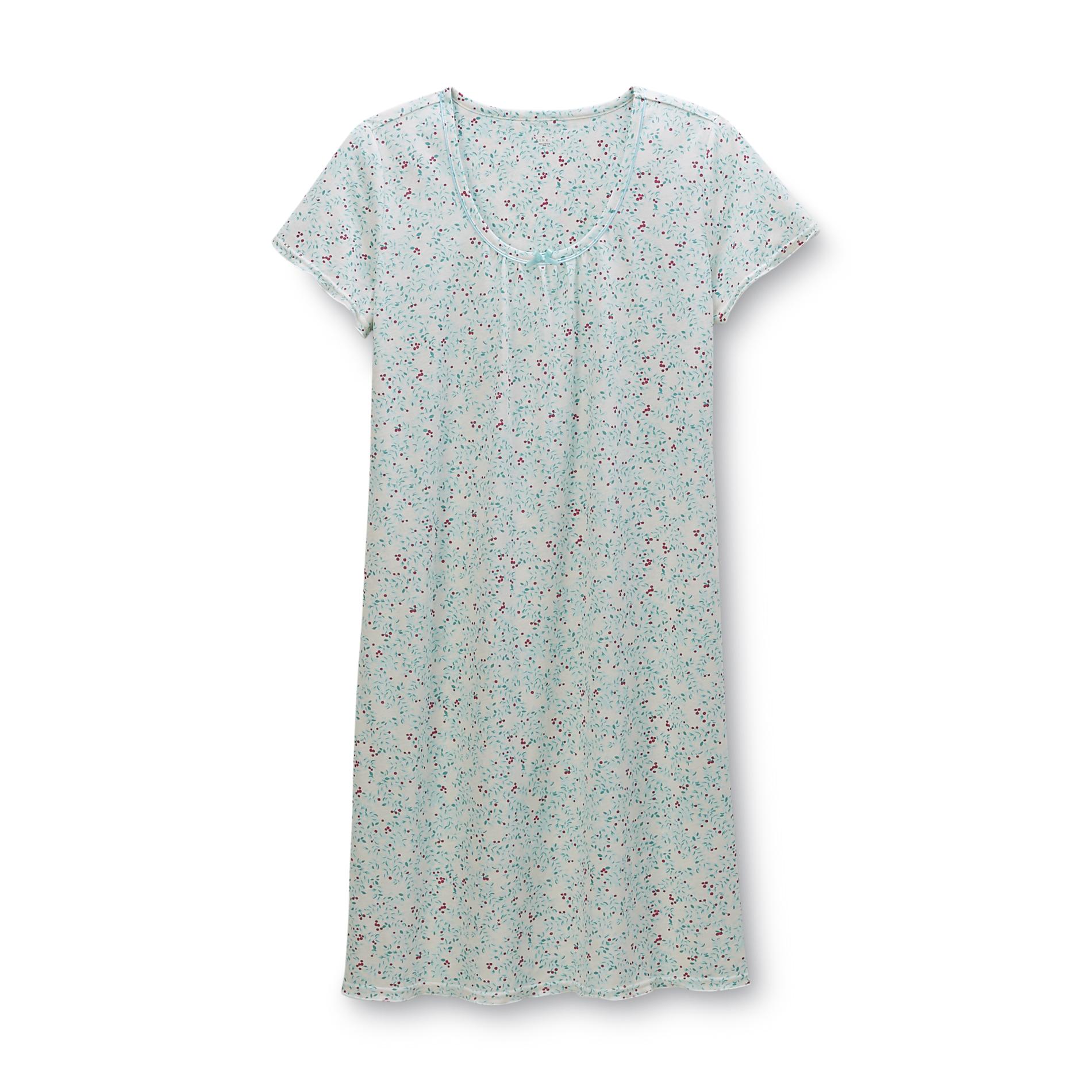 Pink K Women's Short-Sleeve Nightgown - Holiday Print