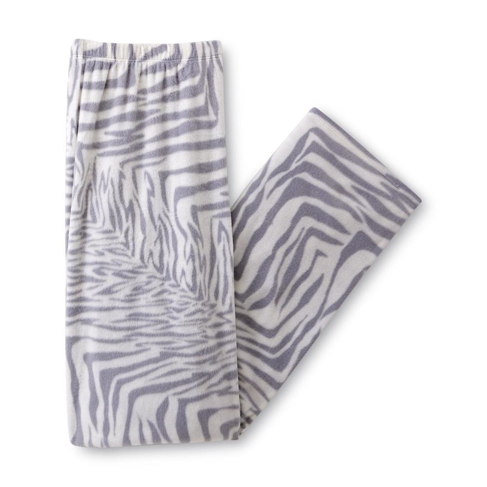 Jaclyn Smith Women's Microfleece Pajama Top & Pants - Zebra