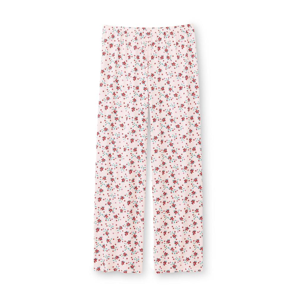 Pink K Women's Christmas Pajama Top & Pants - Poinsettias