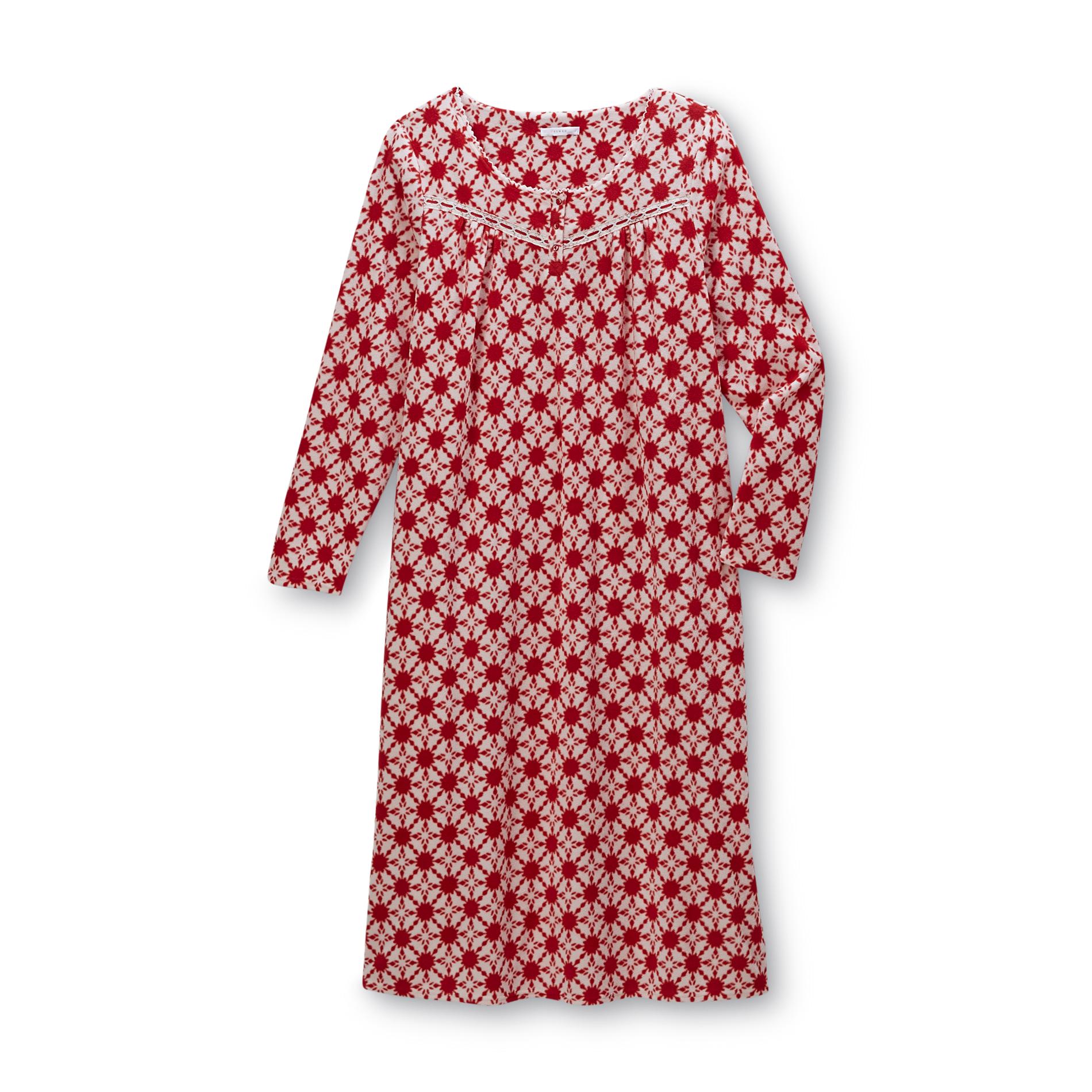 Pink K Women's Fleece Nightgown - Snowflakes