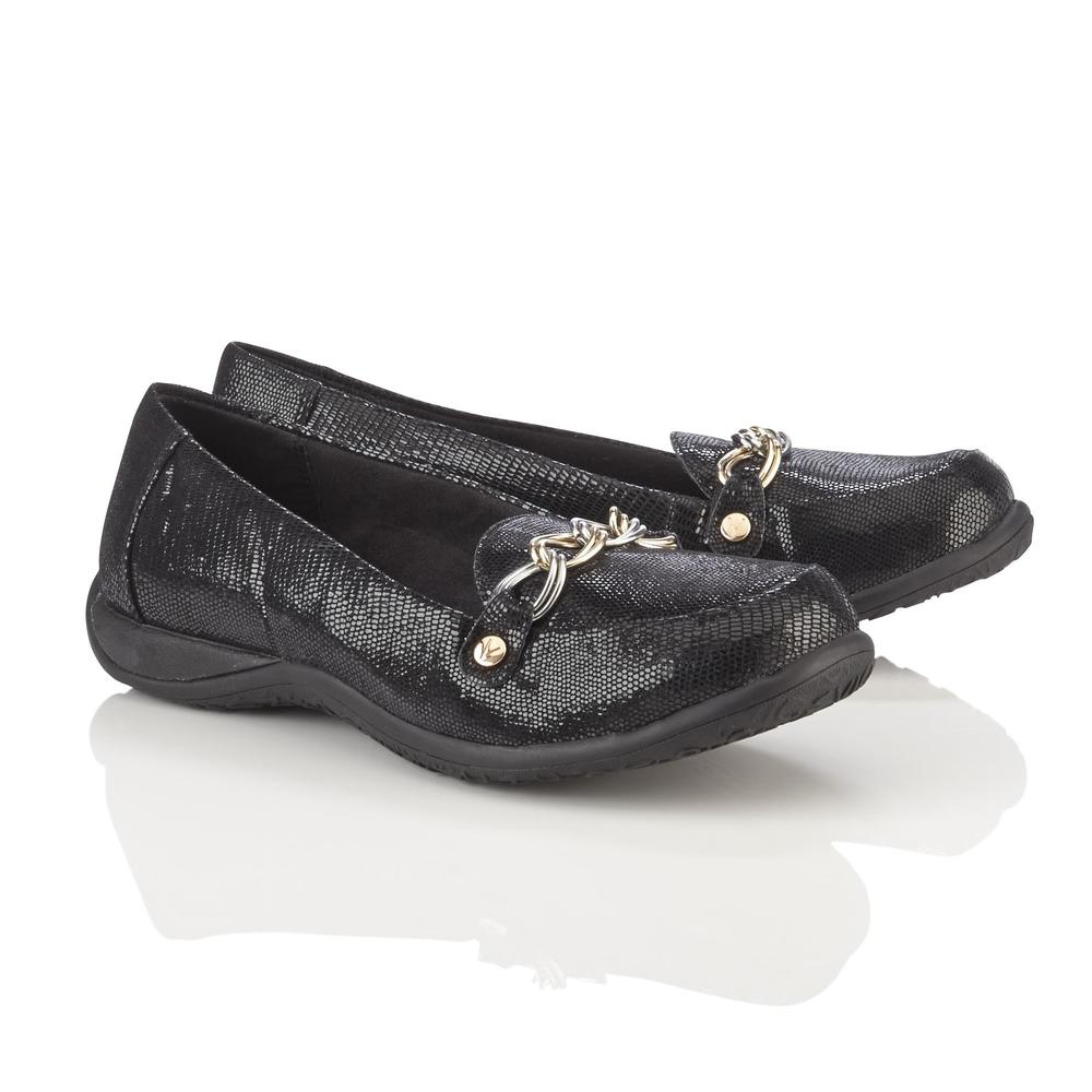 Vionic Women's Alda Black Embossed Loafer - Wide Width Available