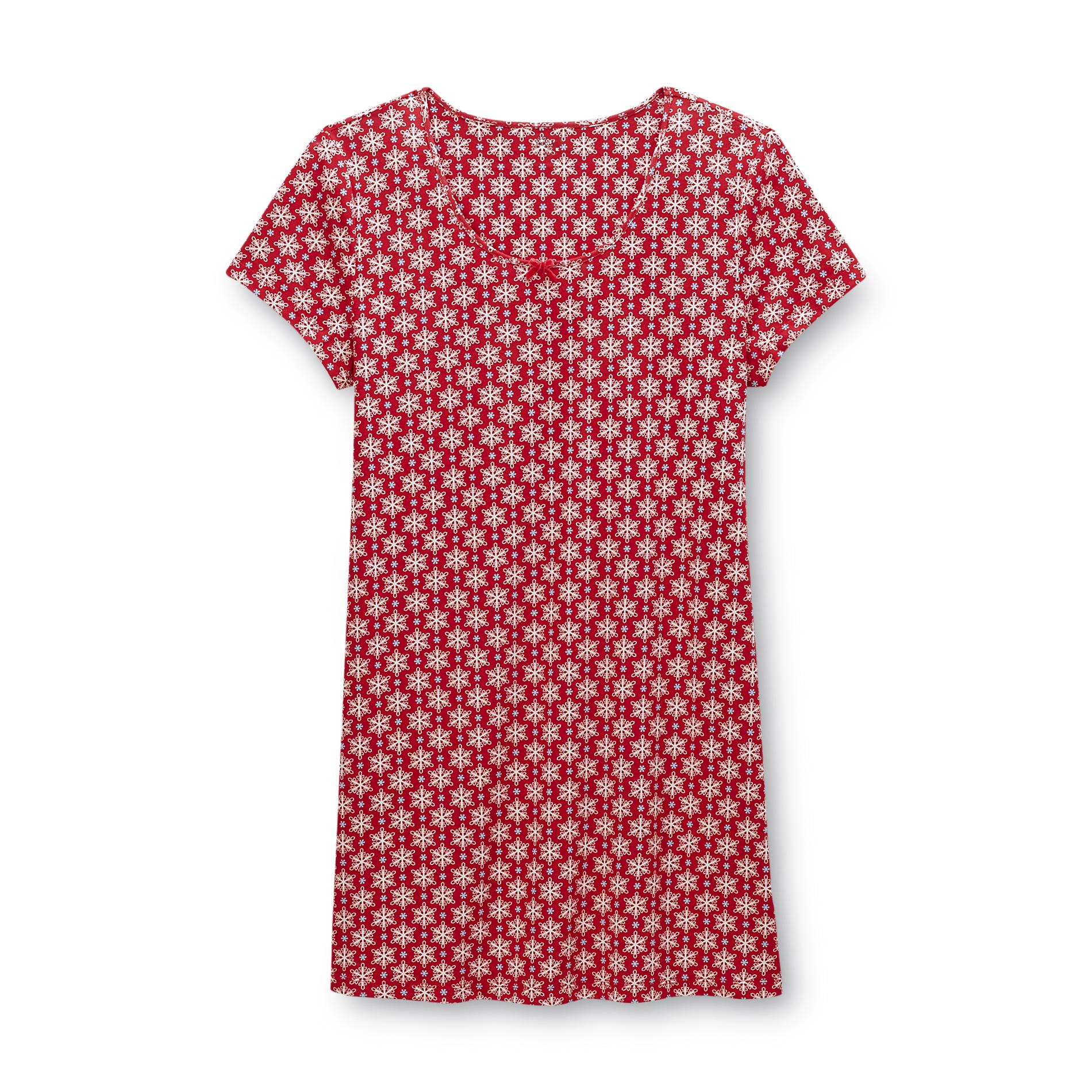 Pink K Women's Sleep Shirt - Snowflake Print