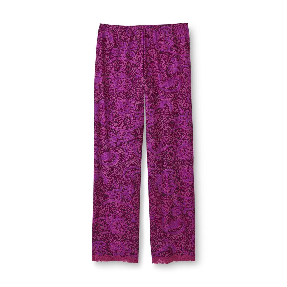 Jaclyn Smith Women's Lace-Trim Pajama Top & Pants - Paisley