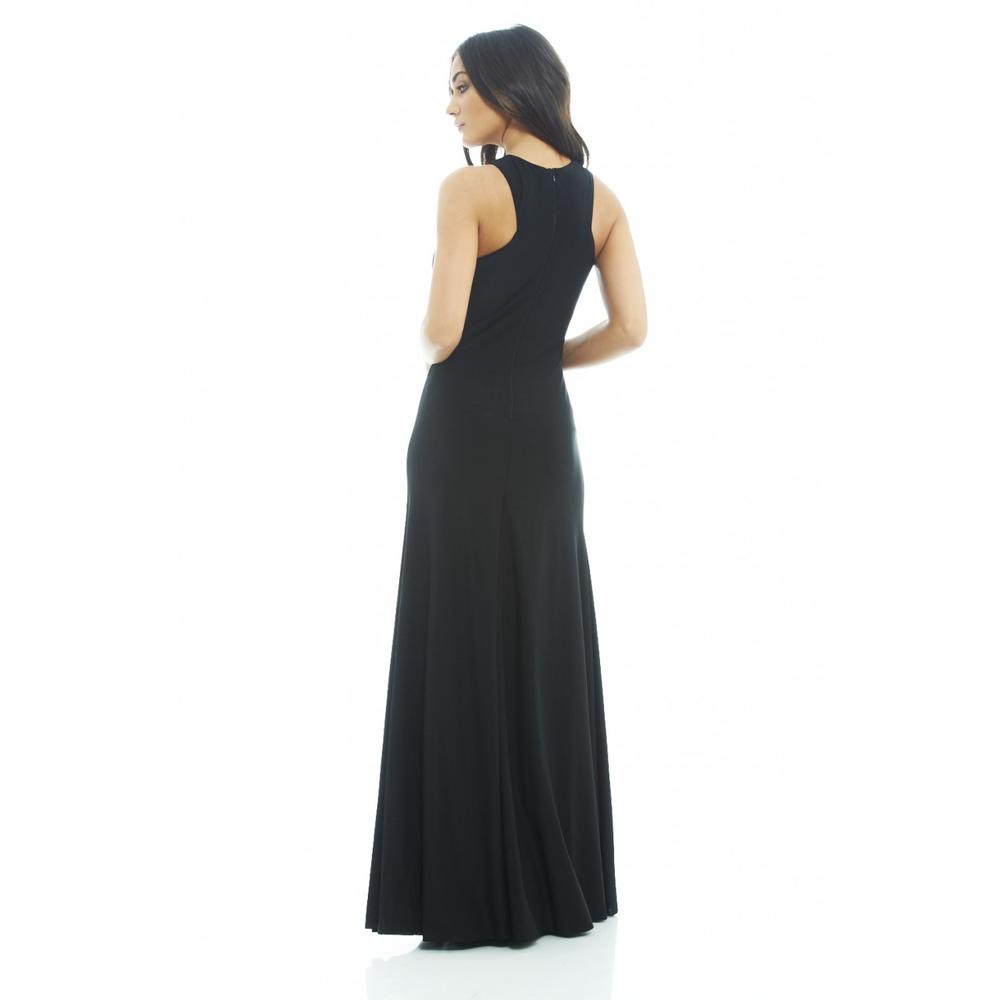 AX Paris Women's Cut In Neck Slinky Maxi Black Dress - Online Exclusive