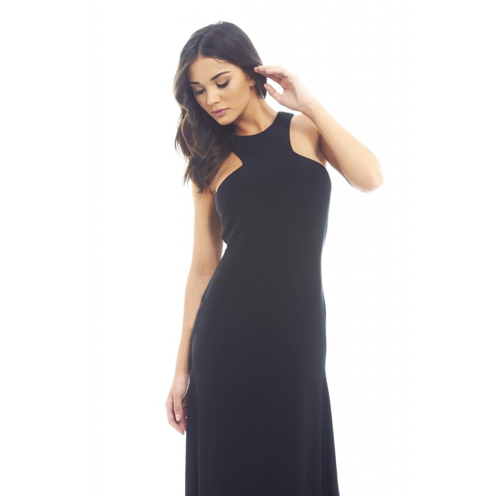 AX Paris Women's Cut In Neck Slinky Maxi Black Dress - Online Exclusive