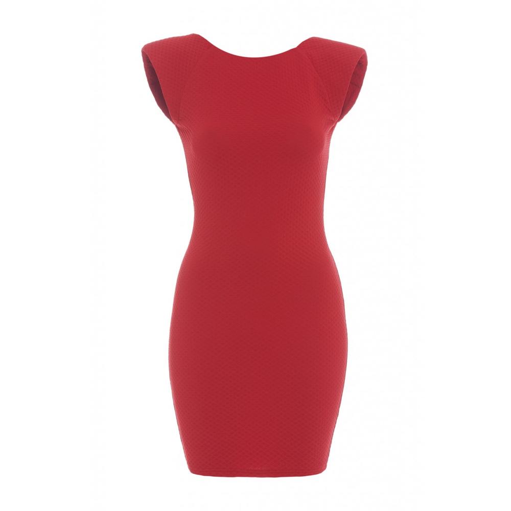 AX Paris Women's Waffle Textured Bodycon Red Dress - Online Exclusive