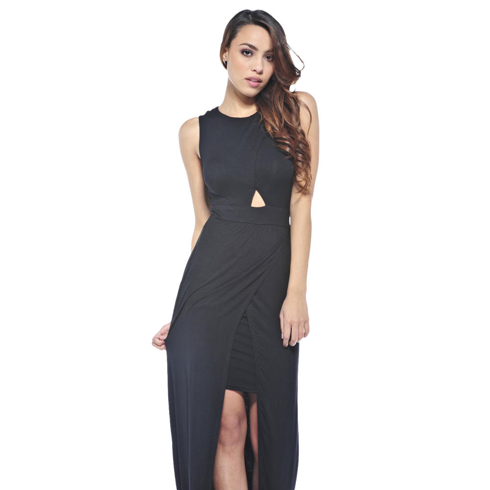 AX Paris Women's Cutout Split Maxi Black Dress - Online Exclusive