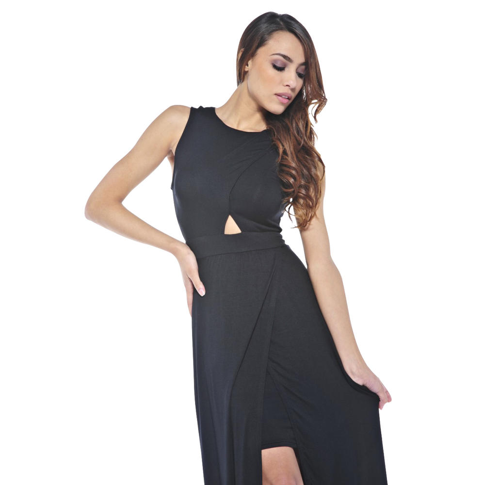 AX Paris Women's Cutout Split Maxi Black Dress - Online Exclusive