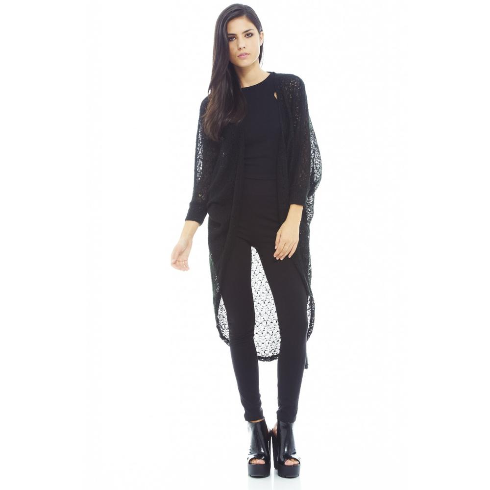 AX Paris Women's Plain Knitted Long Sleeve Black Top - Online Exclusive