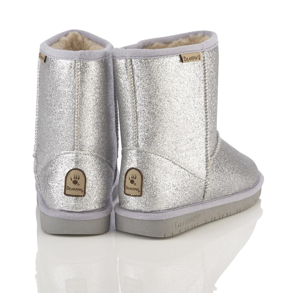 Bear Paw Girl's Cheri Faux Fur Silver/Glitter Mid-Calf Fashion Boot