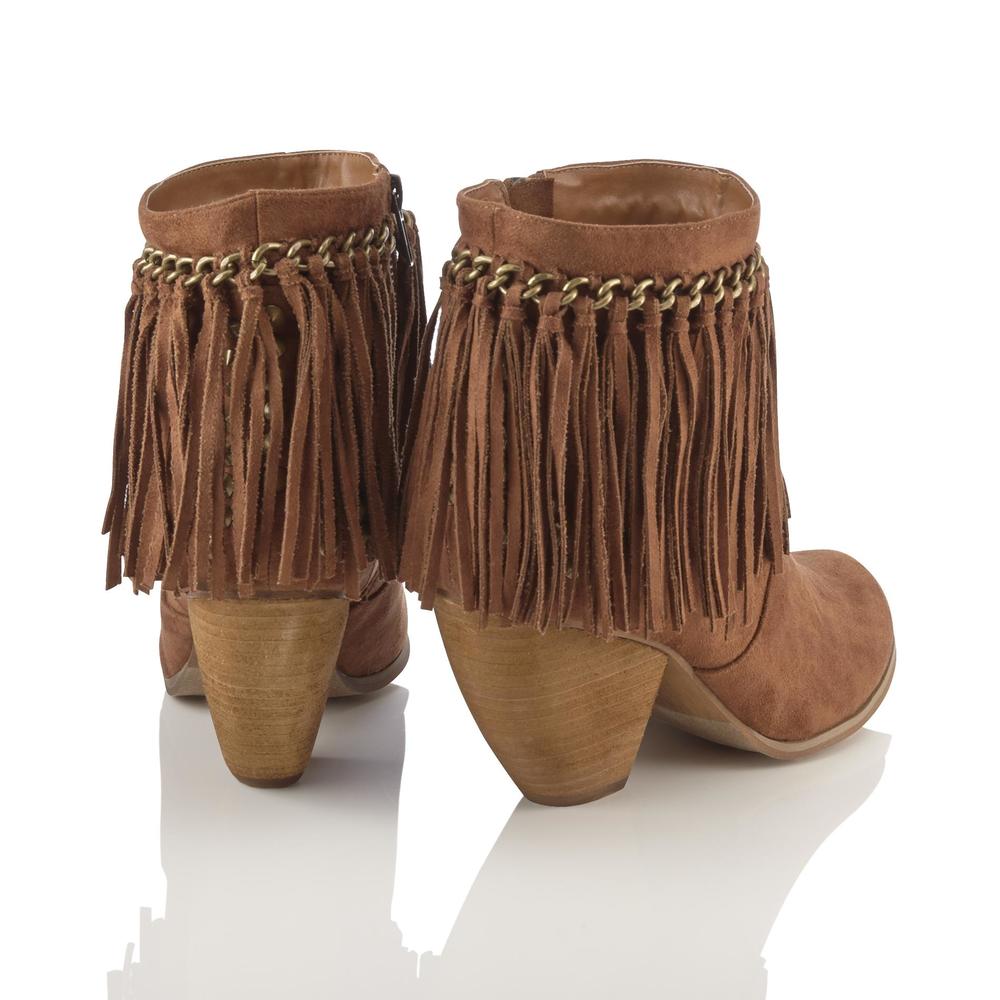 Not Rated Women's Mohegan Brown Fringe Ankle Boot