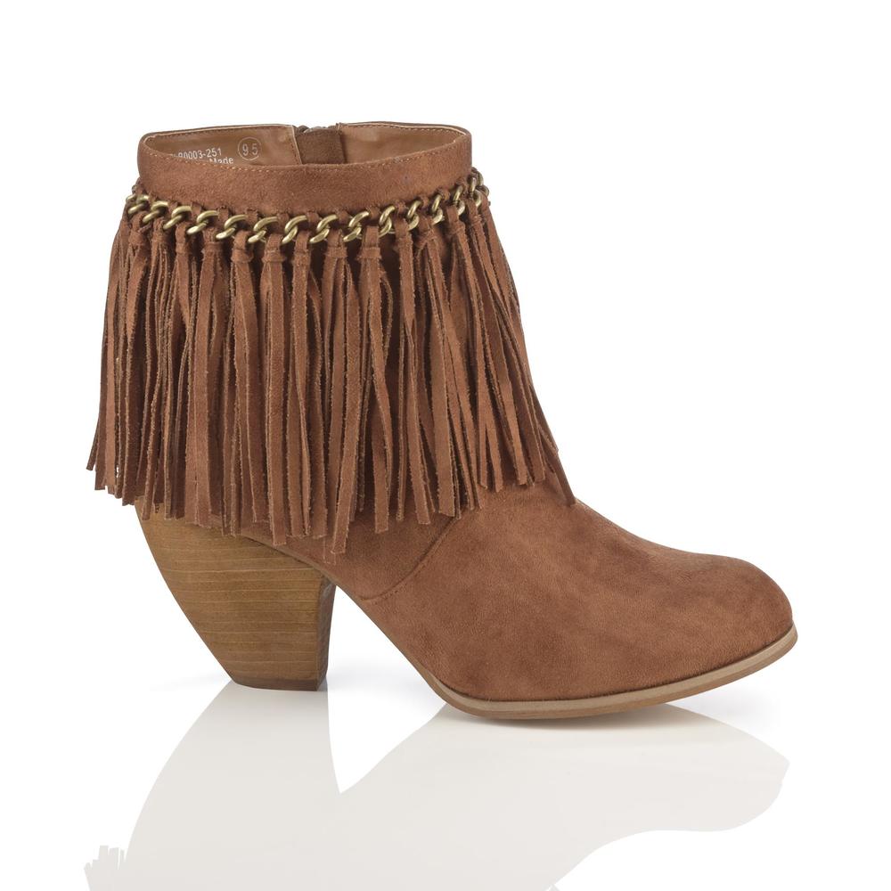 Not Rated Women's Mohegan Brown Fringe Ankle Boot