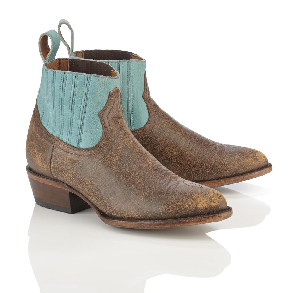 Coconuts by Matisse Women's Mustang Leather Western Chelsea Boot - Turquoise/Brown