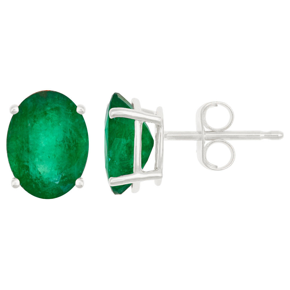 New York City Diamond District 14k gold 8x6mm oval emerald studs