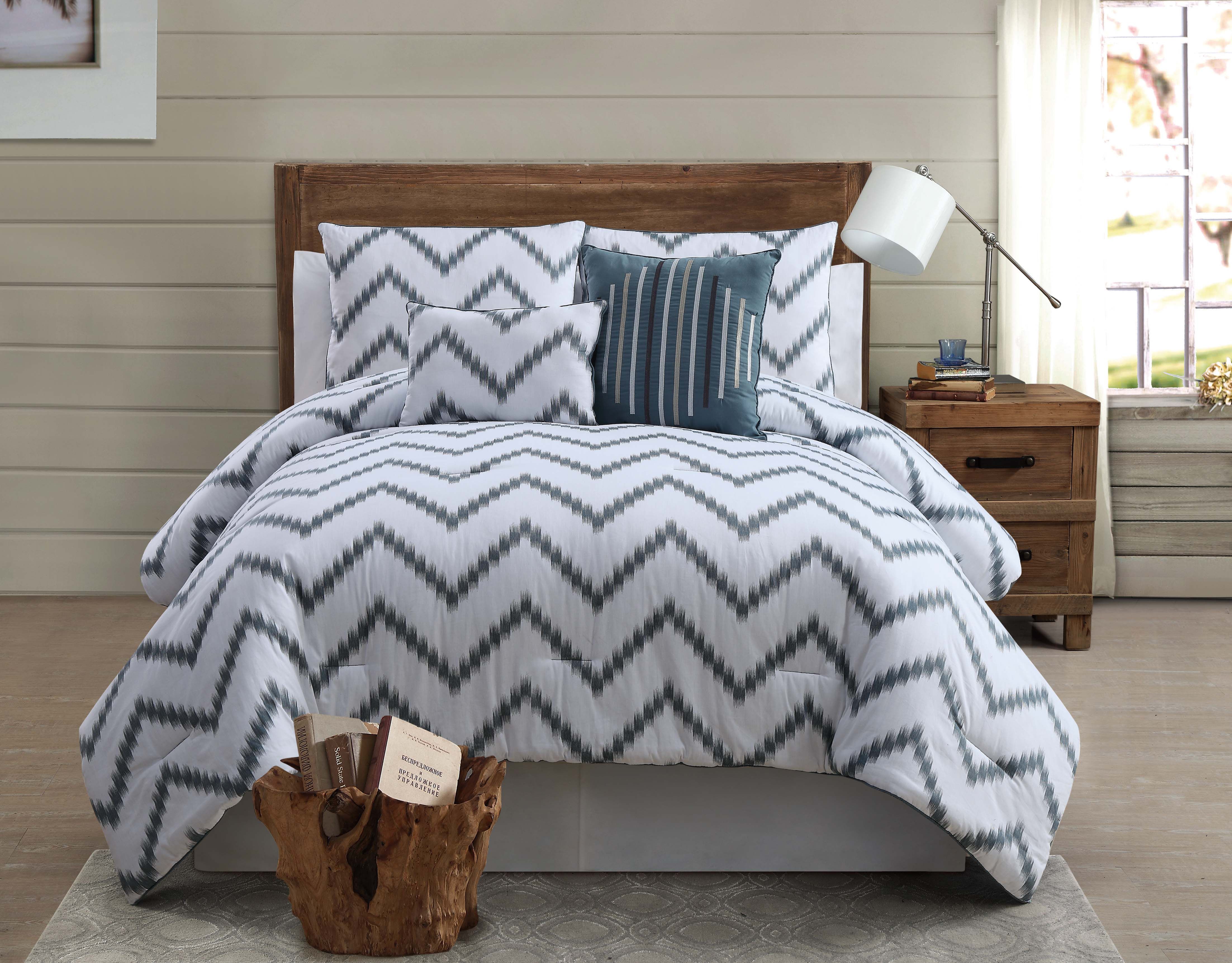 Zigfield 5 Piece 100% Cotton King Comforter Set &#8211; Grey