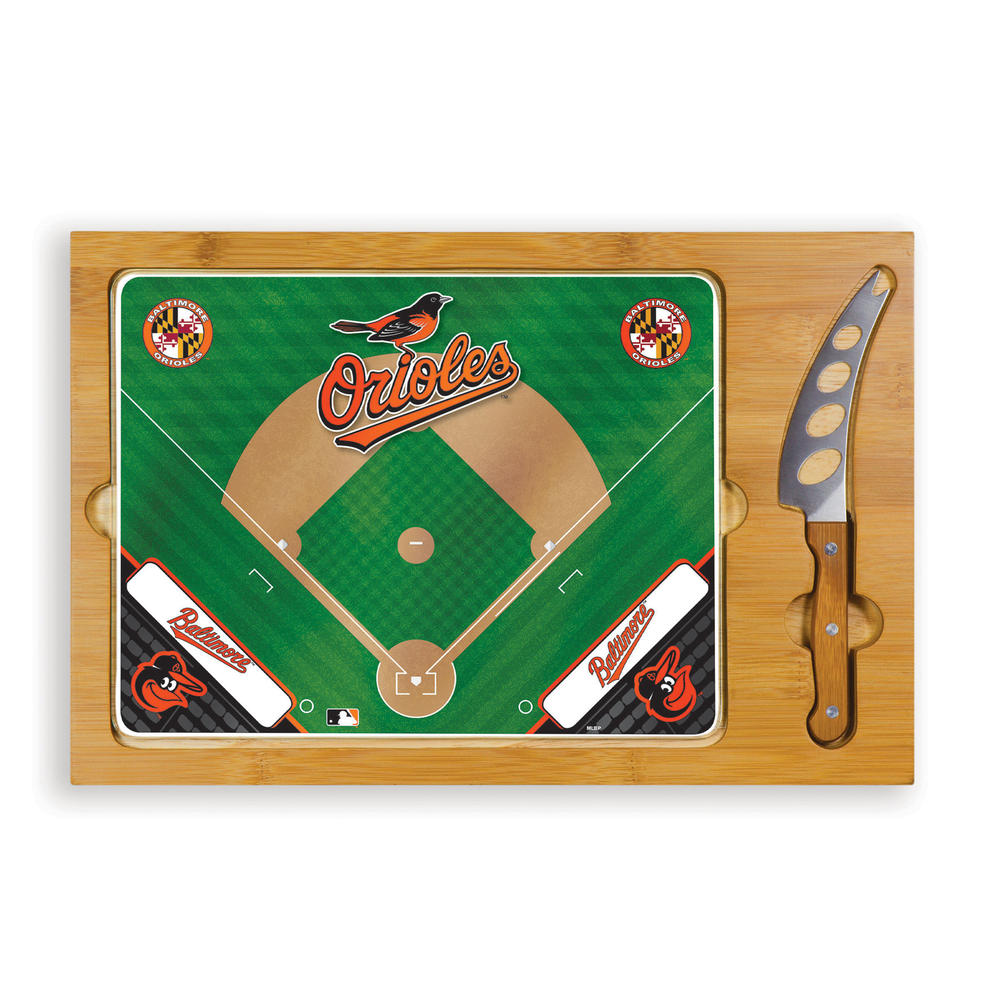Picnic Time Baltimore Orioles Icon Glass Top Cutting Board & Knife Set