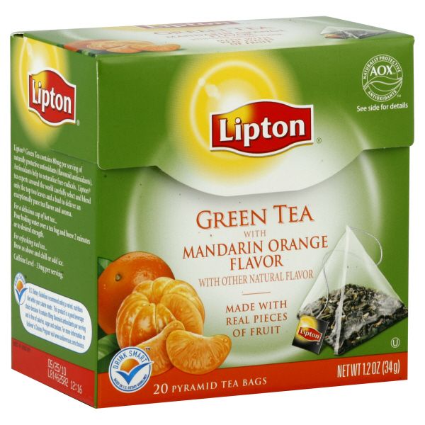 Lipton Tea, Pyramid Bags, Green Tea with Mandarin Orange Flavor, 20 bags [1.2 oz (34 g)]