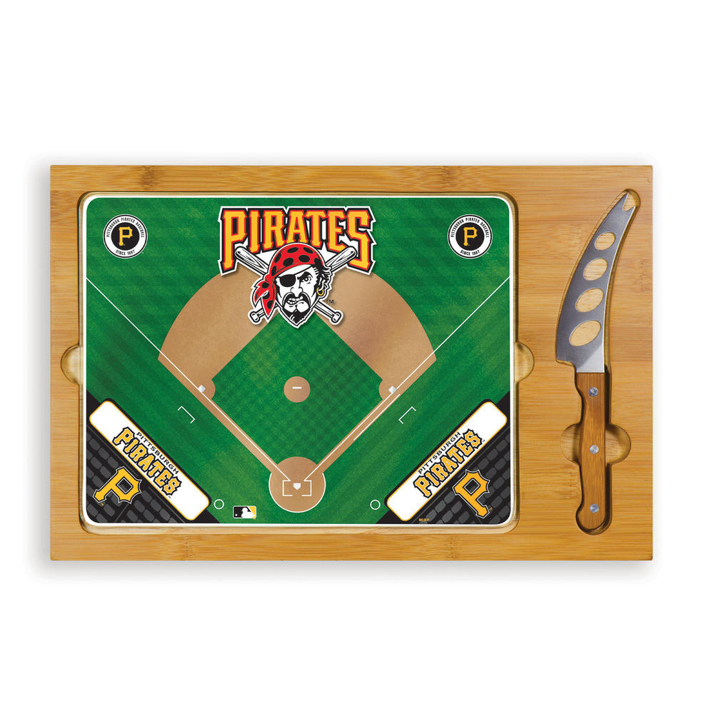 Picnic Time Pittsburgh Pirates Icon Glass Top Cutting Board & Knife Set