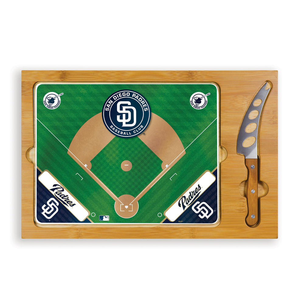 Picnic Time San Diego Padres Icon Glass Top Cutting Board & Knife Set