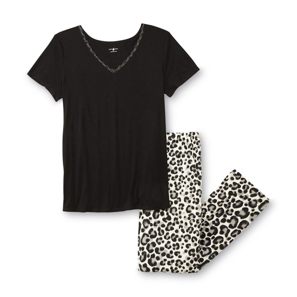 Jaclyn Smith Women's Pajama Top & Pants - Leopard Print