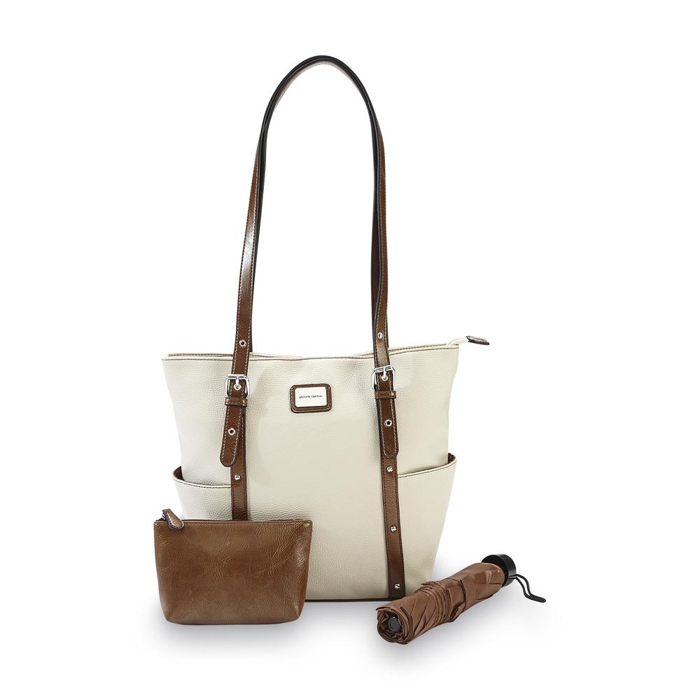 Jaclyn Smith Women's Supertote Tote Handbag Umbrella & Cosmetic Bag