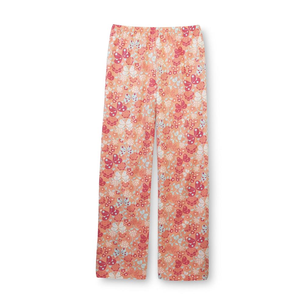 Pink K Women's Plus Pajama Top & Pants - Floral & Butterflies