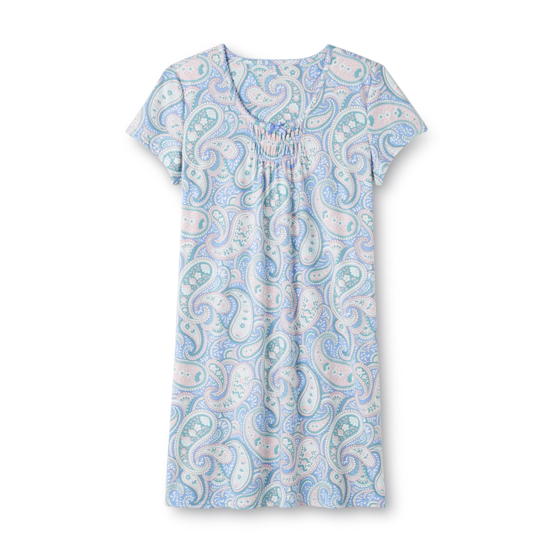 Pink K Women's Short-Sleeve Nightgown - Paisley