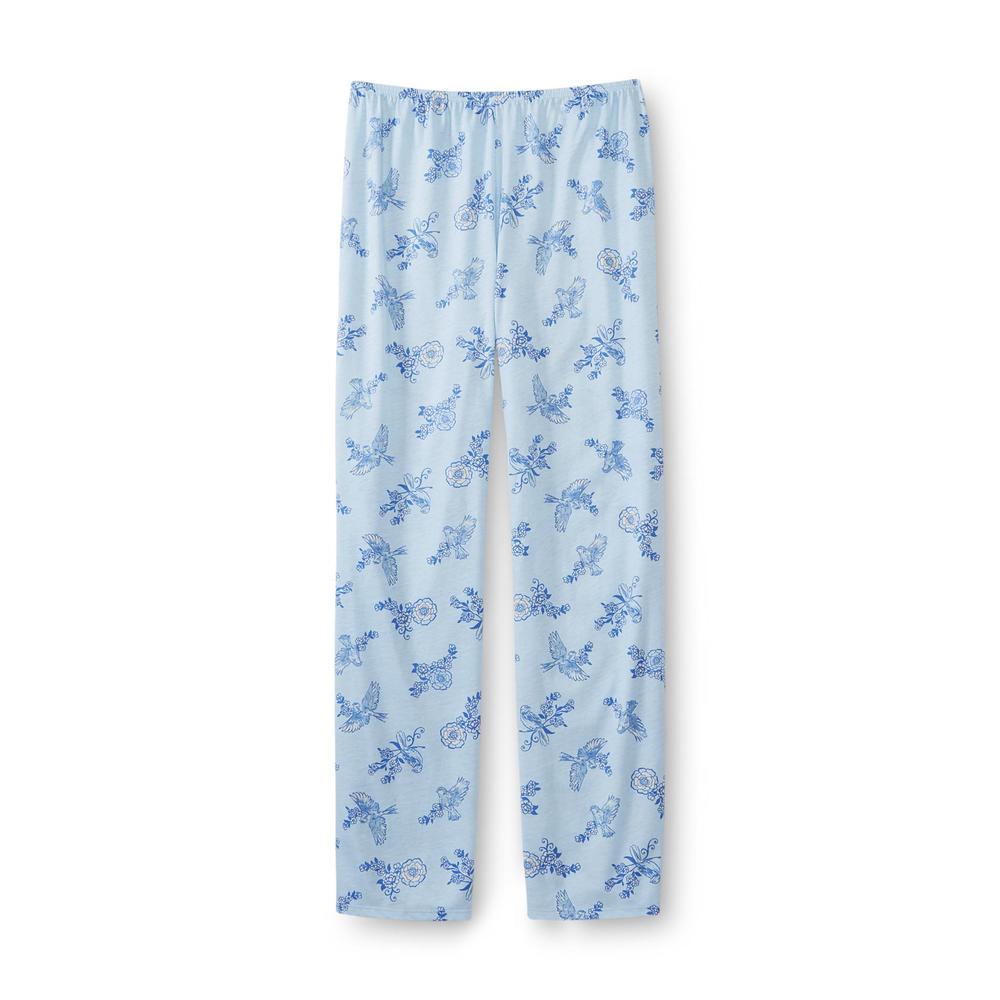 Pink K Women's Plus Pajama Shirt & Pants - Floral & Birds