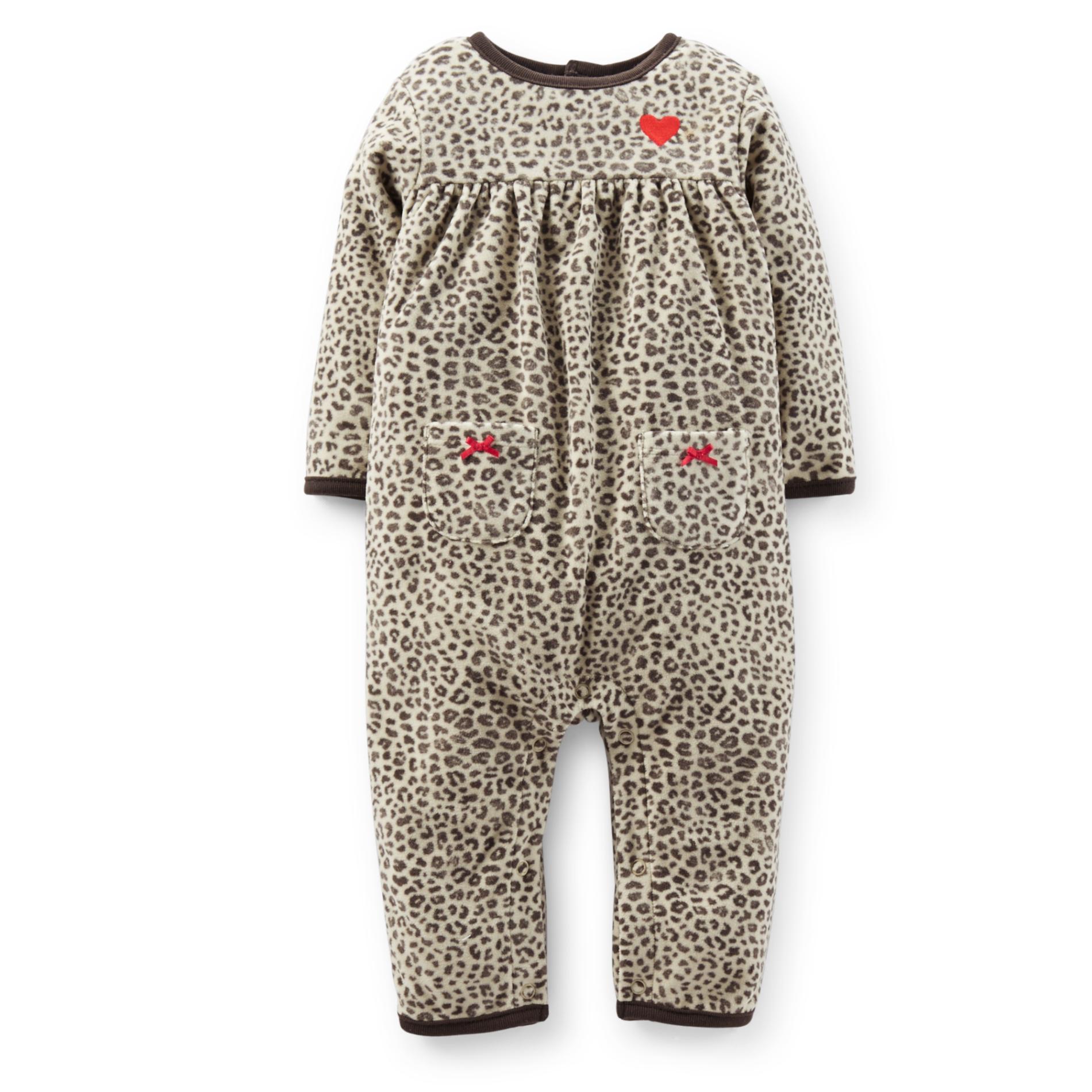 Carter's Newborn & Infant Girl's Microfleece Bodysuit - Leopard Print