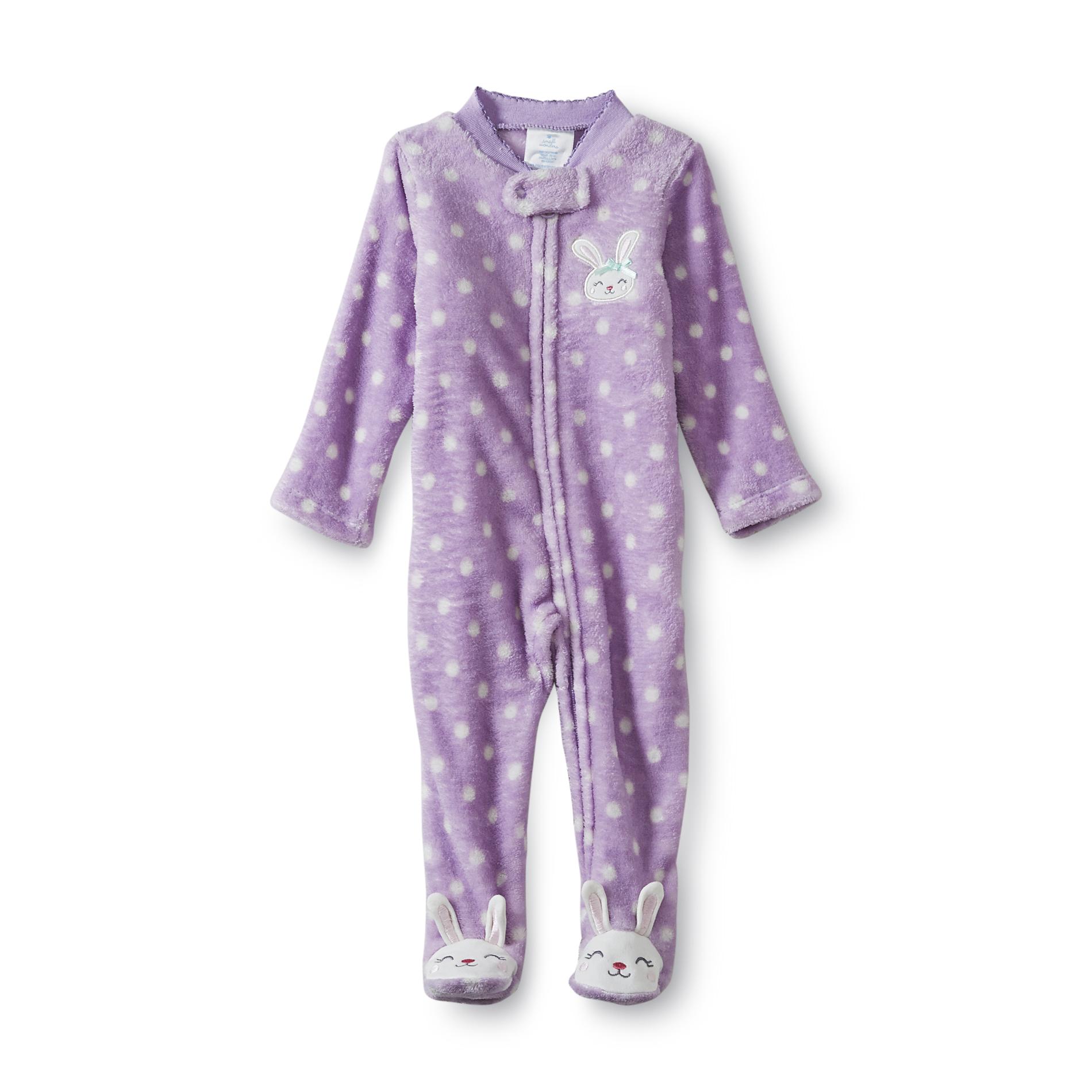 Small Wonders Newborn Girl's Fleece Footed Sleeper Pajamas - Bunny