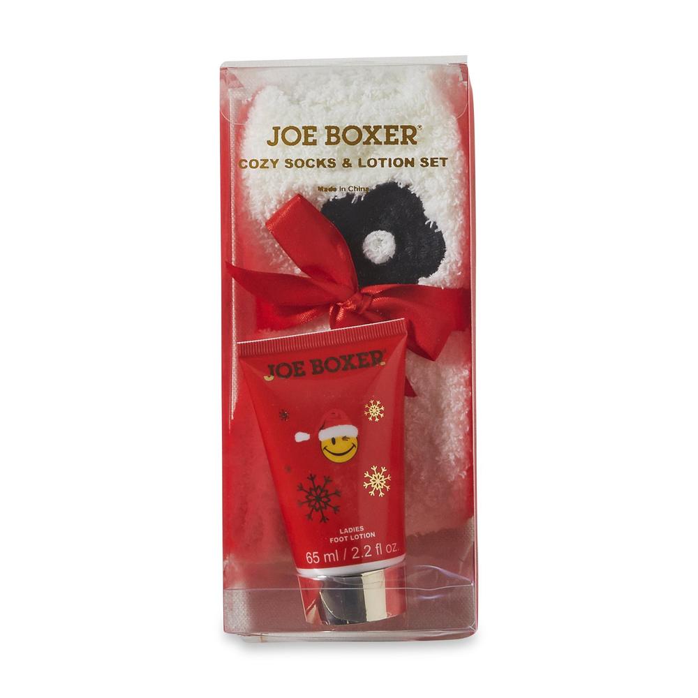 Joe Boxer Women's Plush Socks & Foot Lotion - Flower