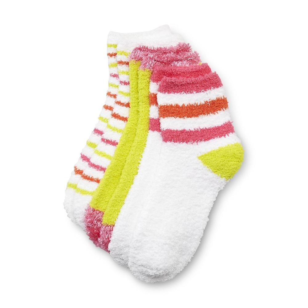 Joe Boxer Women's 3-Pack Plush Crew Socks - Stripes & Solids