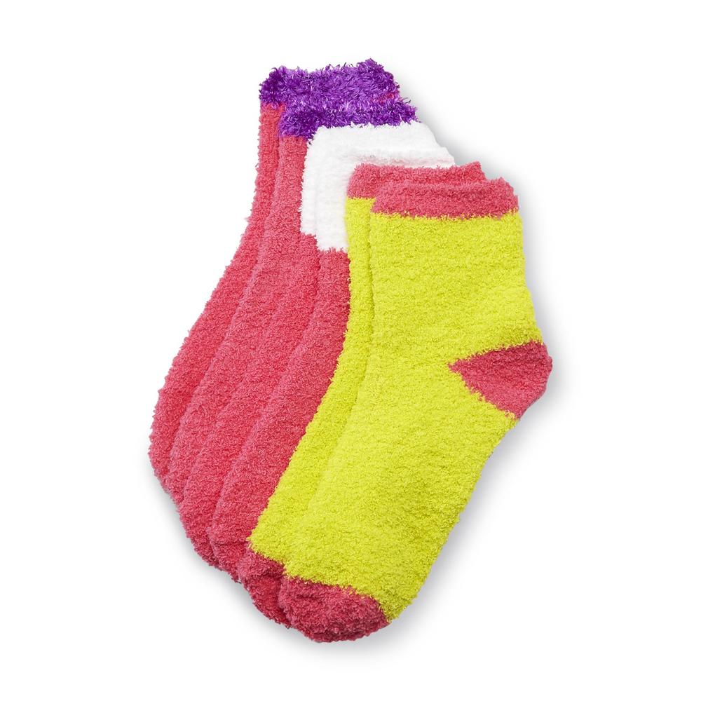 Joe Boxer Women's 3-Pack Plush Crew Socks - Bright Solids