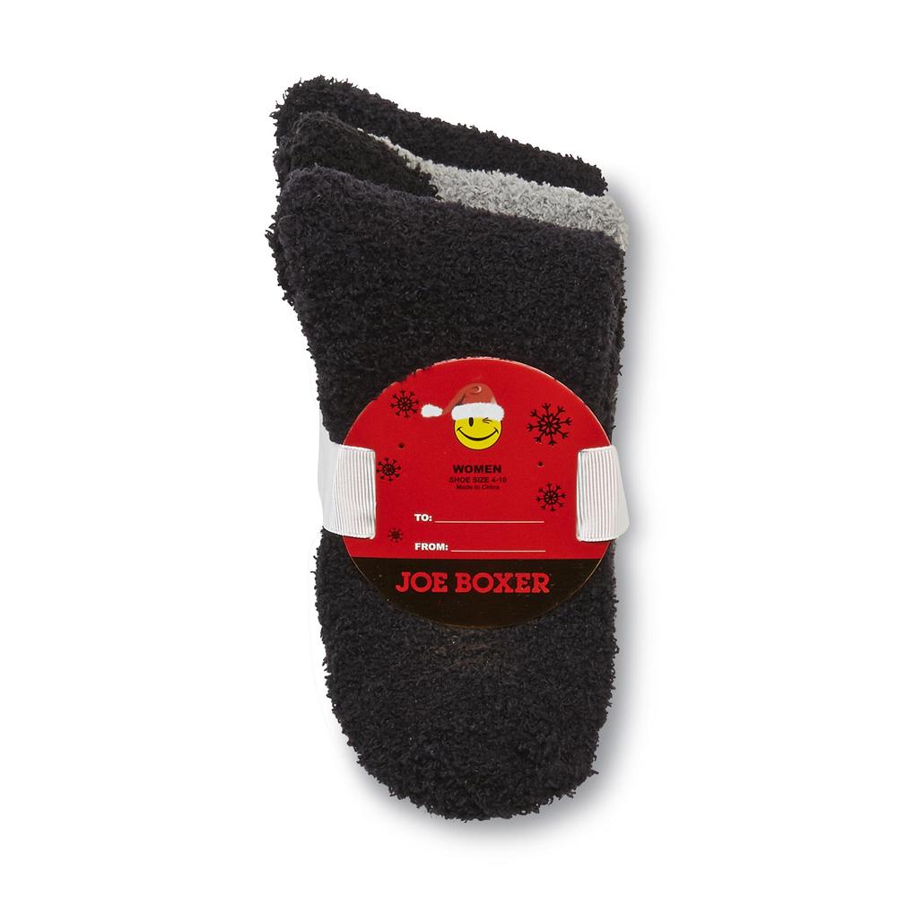 Joe Boxer Women's 3-Pack Plush Crew Socks - Solids