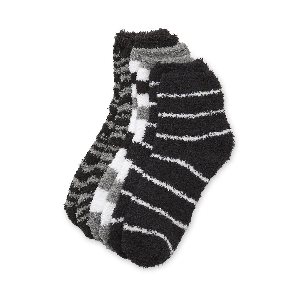 Joe Boxer Women's 3-Pairs Plush Crew Socks - Striped