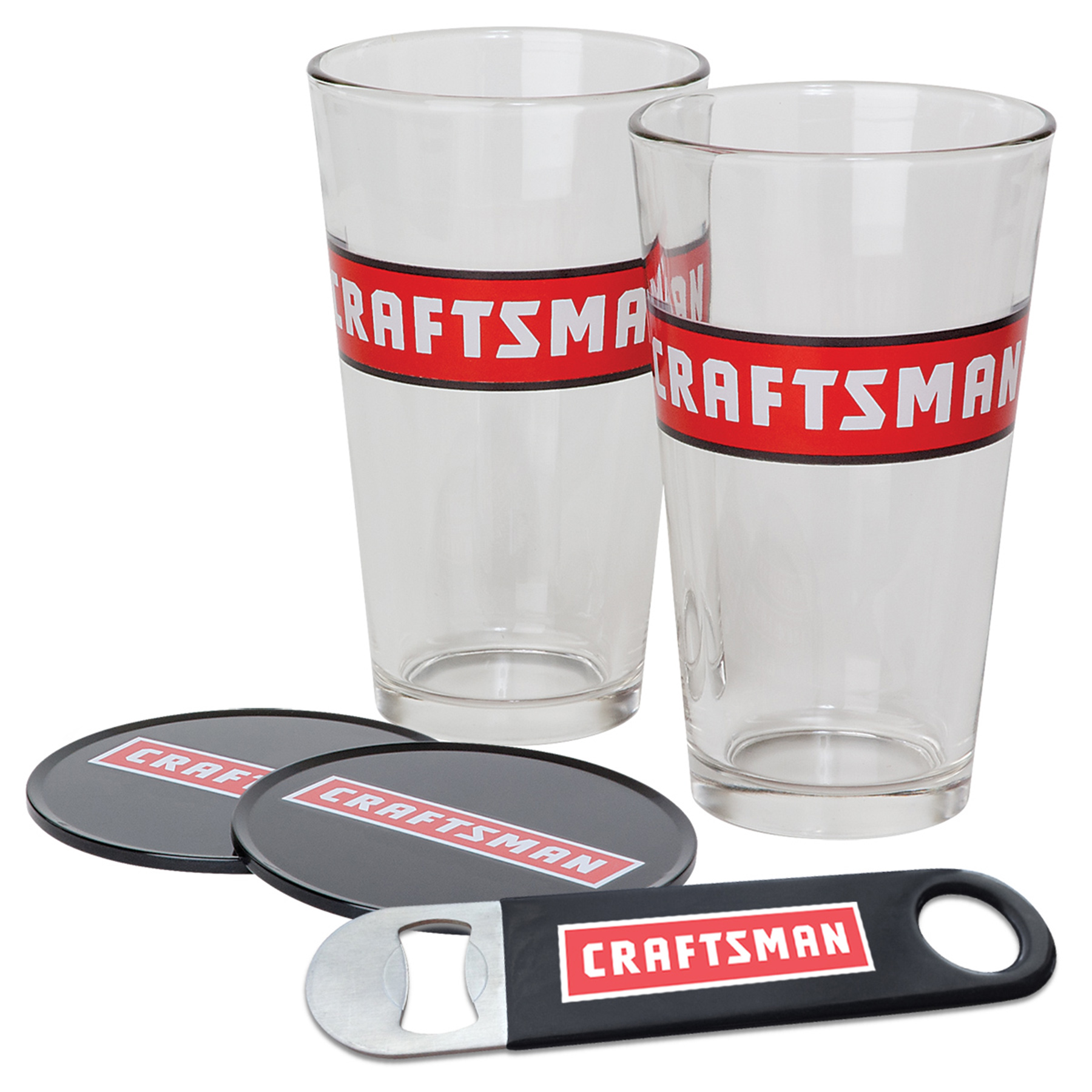 Craftsman  PINT GLASSES, COASTERS & BOTTLE OPENER