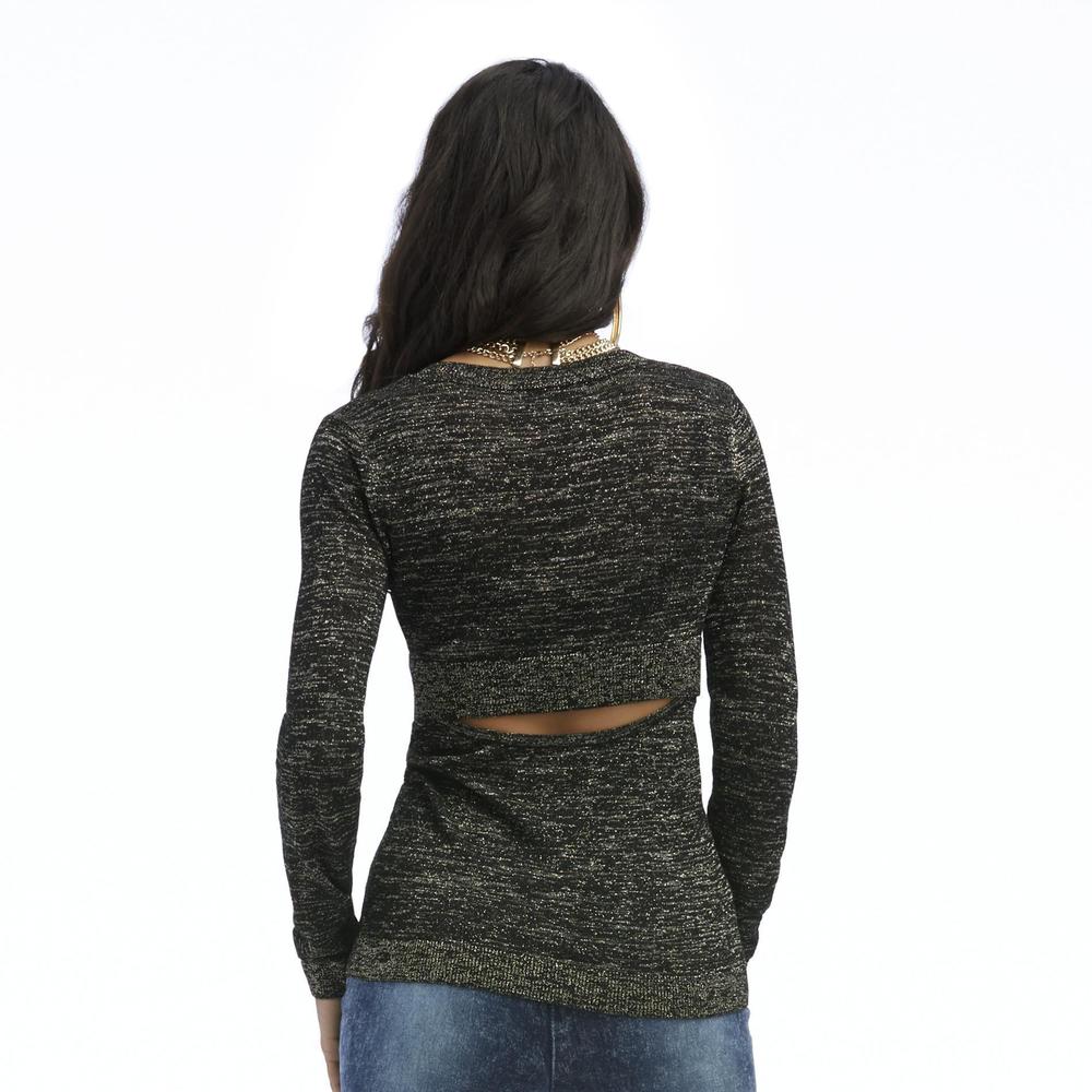 Nicki Minaj Women's Metallic V-Neck Sweater